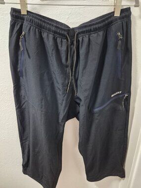 Mocoly Women Black Quick-Dry Capri Pants Zipper Pockets Size L Lightweight